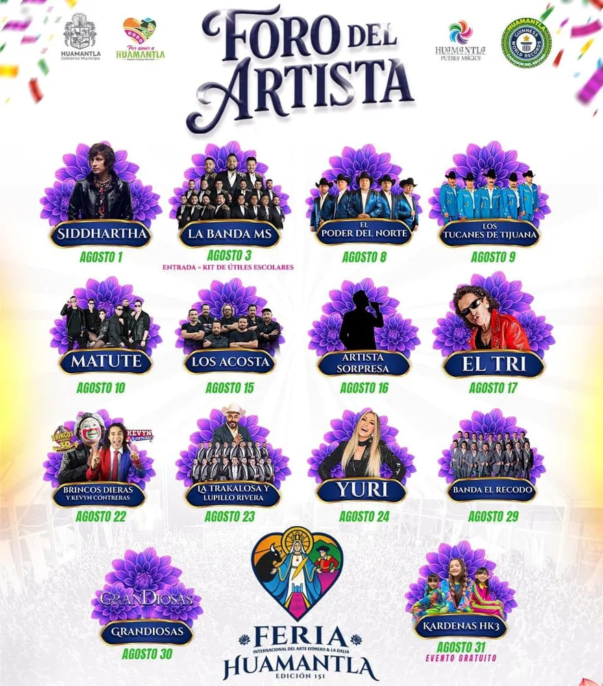 Boletos de Artistas de la Feria de Huamantla 2025