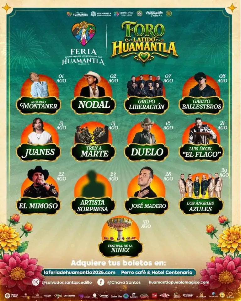Boletos de Artistas de la Feria de Huamantla 2026